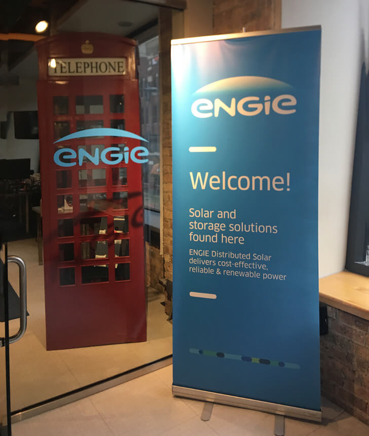 Welcome banner at ENGIE Distributed Solar Chicago Office