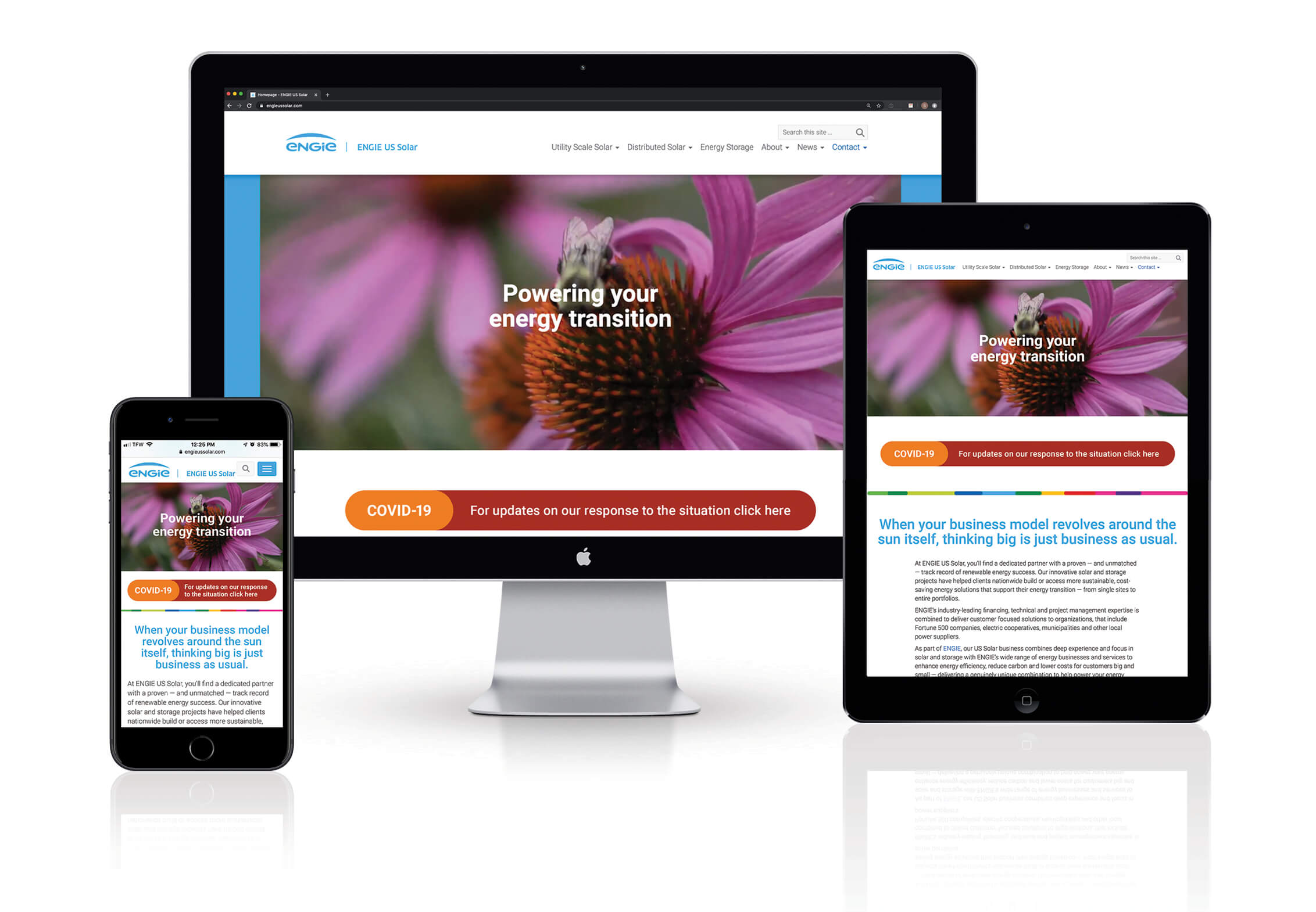 engie distributed solar website pictured on responsive devices